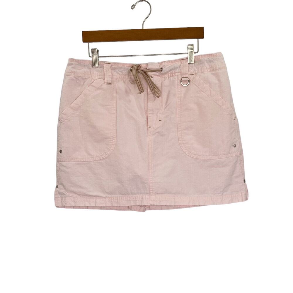 Gloria Vanderbilt Skort Skirt Womens Size 12 Pink Rip Stop DrawString Zip Closur